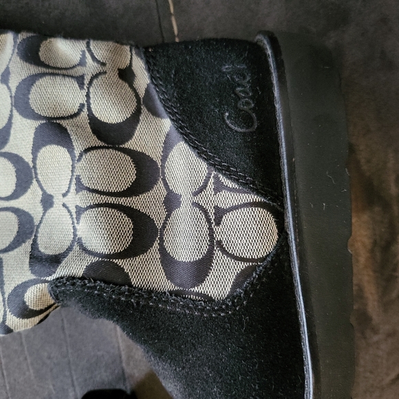 COACH SIGNATURE *C* LOGO CALF HEIGHT BOOTS. SZ 6 BLACK& KAHKI - Picture 5 of 7
